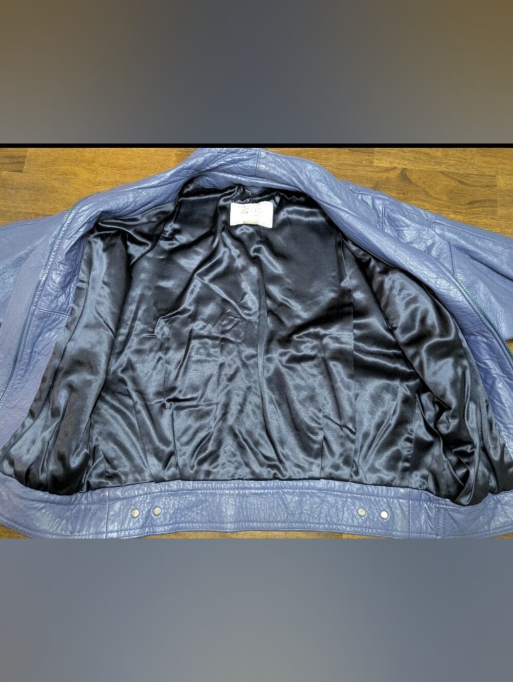 The Old Mill Glen Laine by Bainton Periwinkle, Leather Jacket Bomber Style - M - Picture 12 of 16